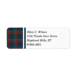 Wilson Clan Blue, Green en Red Scottish Tartan Etiket