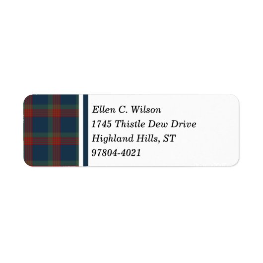Wilson Clan Blue, Green en Red Scottish Tartan Etiket (Voorkant)
