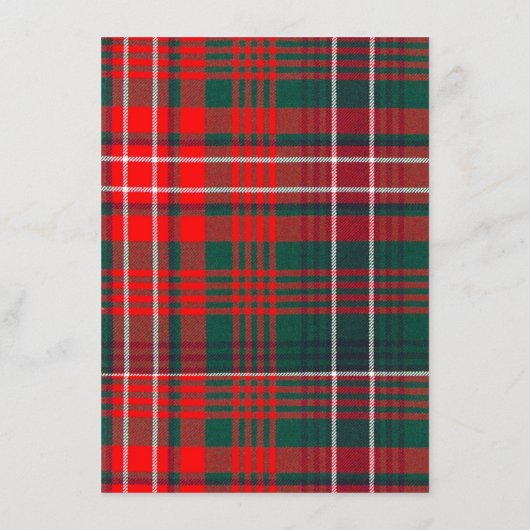 Wilson Clan Plaid Bruiloft Menu (Achterkant)