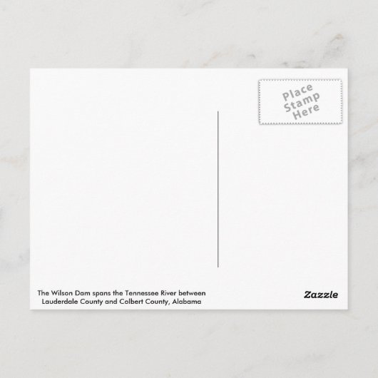 Wilson Dam - Alabama Briefkaart (Achterkant)