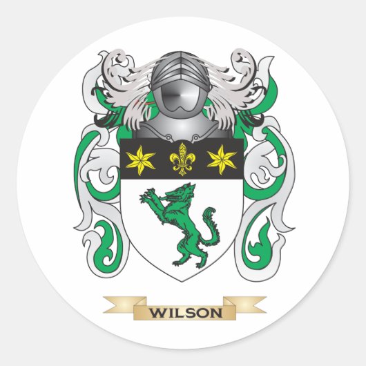 Wilson Family Crest (wapen) Ronde Sticker (Voorkant)