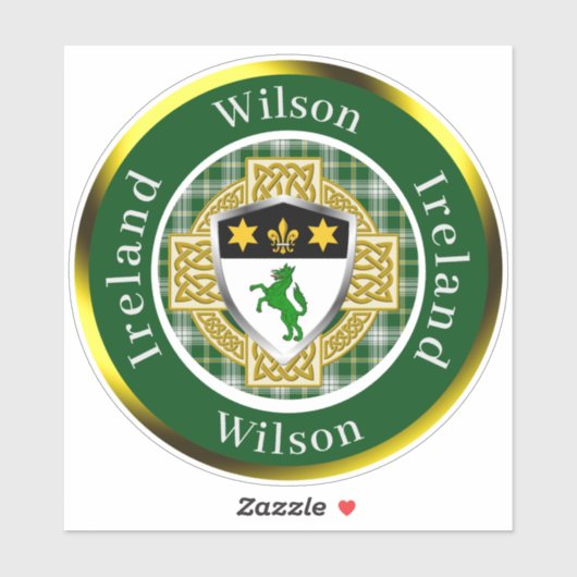 Wilson Irish Shield/Celtic Cross Personalized Sticker (Vel)