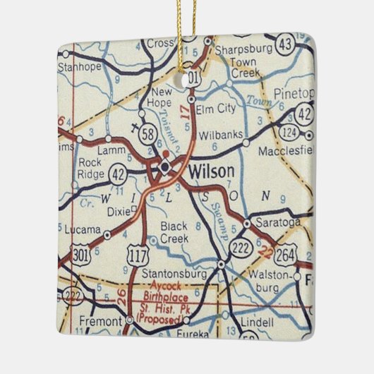 Wilson NC  Map Keramisch Ornament (Links)