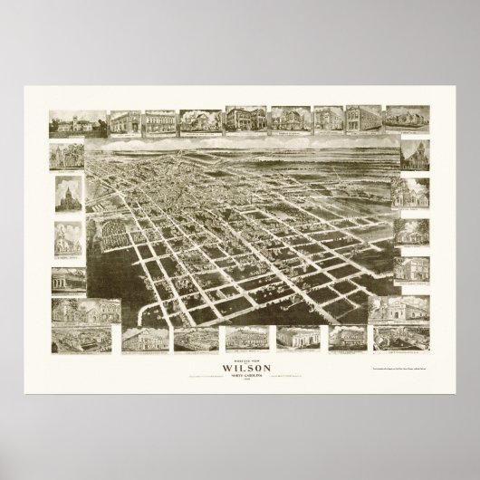 Wilson, NC Panoramic Map - 1908 Poster (Voorkant)