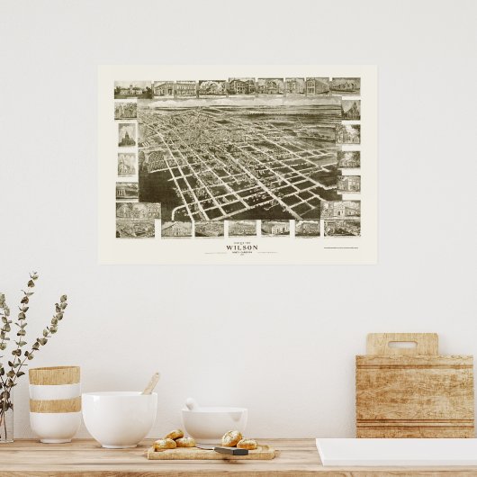 Wilson, NC Panoramic Map - 1908 Poster (Keuken)