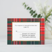 Wilson Tartan Plaid Bruiloft RSVP Kaart (Staand voorkant)