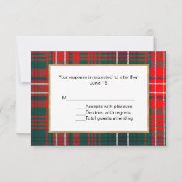 Wilson Tartan Plaid Bruiloft RSVP Kaart