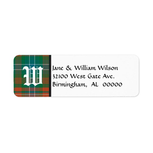 Wilson Tartan Pset Monogram Adresetiketten Etiket (Voorkant)
