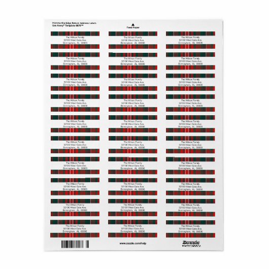 Wilson Tartan Pset Return Label (Full Sheet)