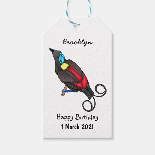 Wilson's paradijsvogel stripfiguur cadeaulabel (Voorkant)
