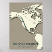 Wilson's Warbler-migratiekaart - minimalistisch Poster (Voorkant)