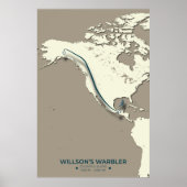 Wilson's Warbler-migratiekaart - minimalistisch Poster (Voorkant)