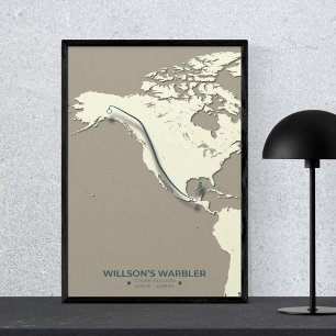 Wilson's Warbler-migratiekaart - minimalistisch Poster