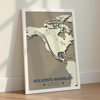 Wilson's Warbler-migratiekaart - minimalistisch Poster