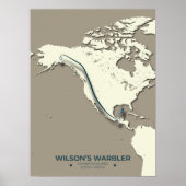 Wilson's Warbler-migratiekaart - minimalistisch Poster (Voorkant)