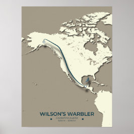 Wilson's Warbler-migratiekaart - minimalistisch Poster