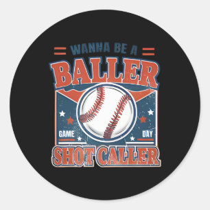 Wilt een Byller Shot-caller Retro Bysebyll Game zi Ronde Sticker