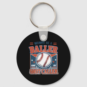 Wilt een Byller Shot-caller Retro Honkbalspel zijn Sleutelhanger