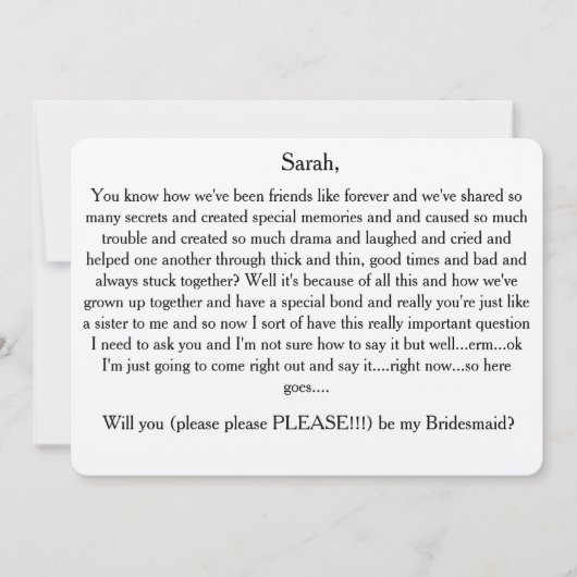 Wilt u alstublieft mijn bruidsmeisje zijn? Aangepa Kaart (Voorkant)