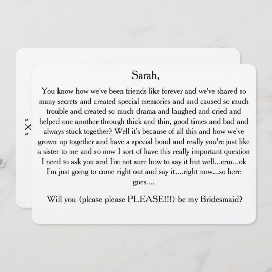 Wilt u alstublieft mijn bruidsmeisje zijn? Aangepa Kaart (Voorkant / Achterkant)