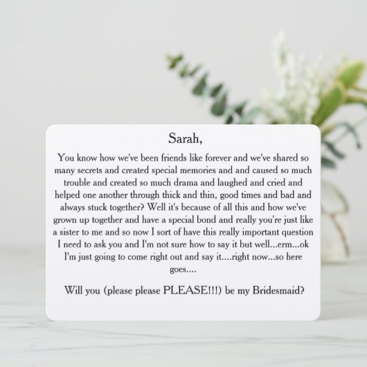 Wilt u alstublieft mijn bruidsmeisje zijn? Aangepa Kaart (Staand voorkant)