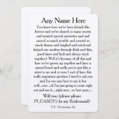 Wilt u alstublieft mijn bruidsmeisje zijn? Aangepa Kaart (Voorkant / Achterkant)