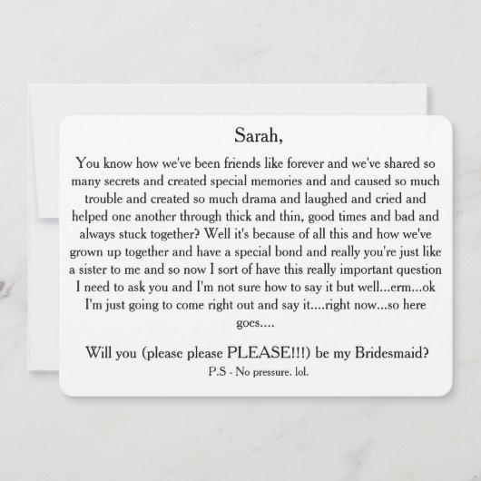 Wilt u alstublieft mijn bruidsmeisje zijn? Aangepa Kaart (Voorkant)