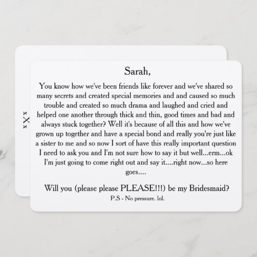 Wilt u alstublieft mijn bruidsmeisje zijn? Aangepa Kaart (Voorkant / Achterkant)