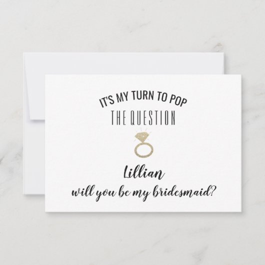Wilt u mijn bruidsmeisje Kaart - Pop van de vraag (Voorkant)