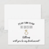 Wilt u mijn bruidsmeisje Kaart - Pop van de vraag (Voorkant / Achterkant)