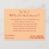 Wilt u mijn bruidsmeisje zijn, bruidsmeisje van ee uitnodiging briefkaart (Achterkant)