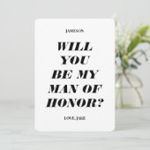 Wilt u mijn man van eer zijn? Moderne tekst uitnod Kaart (Staand voorkant)