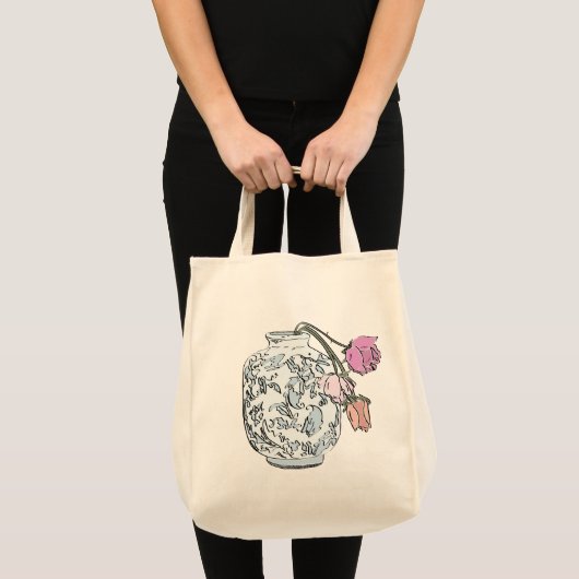 Wilted Roses in a Vase Reusable Tote Grocery Bag Tote Bag (Voorkant (product))