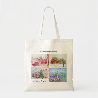 Wilton, Iowa Waterverf Collage Tote Bag