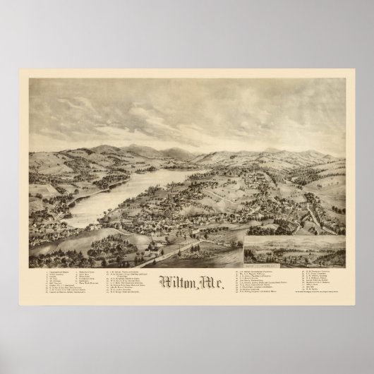 Wilton, ME Panoramic Map - 1895 Poster (Voorkant)