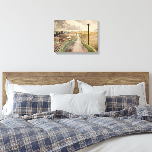 Wiltshire Landscape (door Eric Ravilious) Canvas Afdruk (Insitu (Slaapkamer))