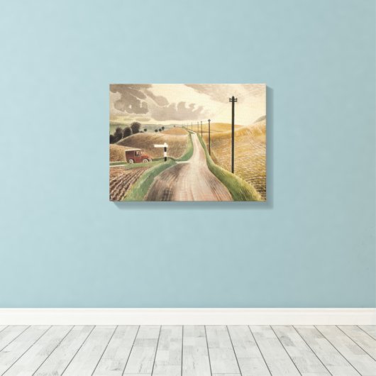 Wiltshire Landscape (door Eric Ravilious) Canvas Afdruk (Insitu (Houten vloer))