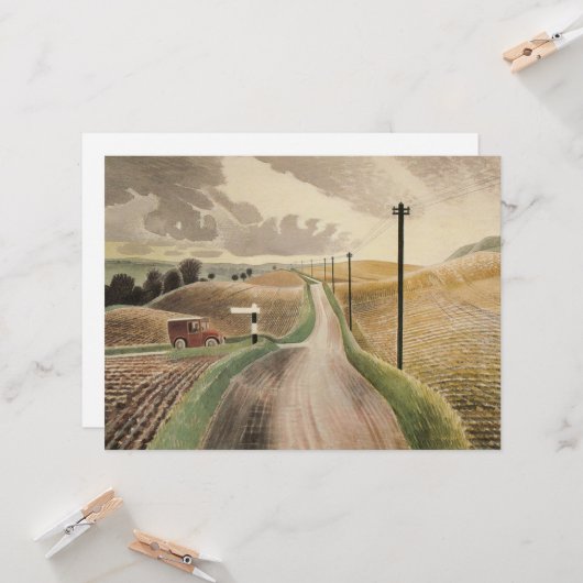 Wiltshire Landscape (door Eric Ravilious) Kaart (Voorkant / Achterkant in situ)