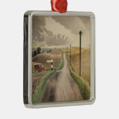 Wiltshire Landscape (door Eric Ravilious) Metalen Ornament (Rechts)