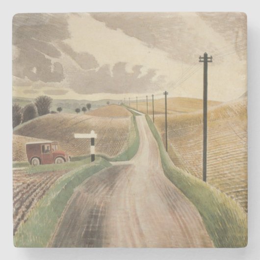 Wiltshire Landscape (door Eric Ravilious) Stenen Onderzetter (Voorkant)