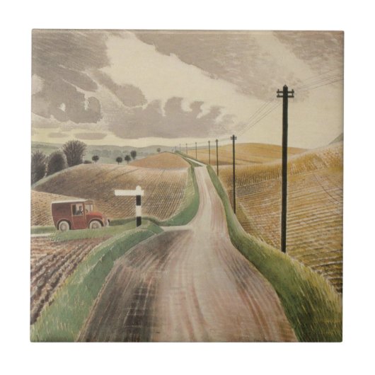 Wiltshire Landscape (door Eric Ravilious) Tegeltje (Voorkant)