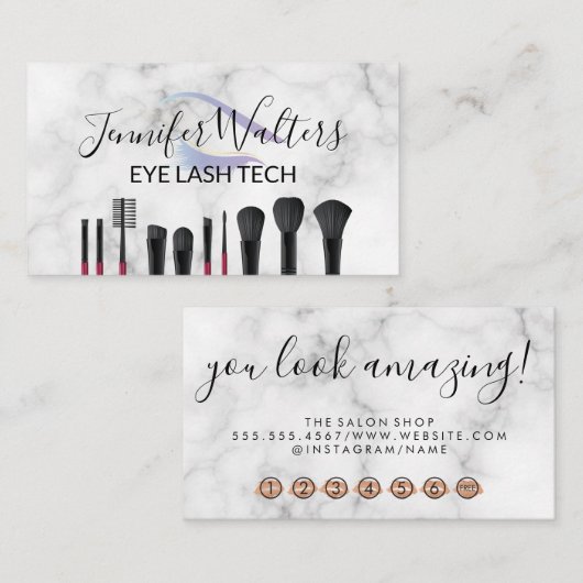 Wimper- en borsteltjes loyaliteitskaart klantenkaartje (Voorkant / Achterkant)