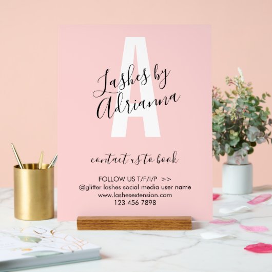 Wimper Extensie Bedrijf Make-up Stylist Acryl Bord (Huwelijk)
