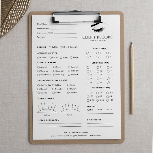 Wimper extensie client record 40 pagina's notitieblok