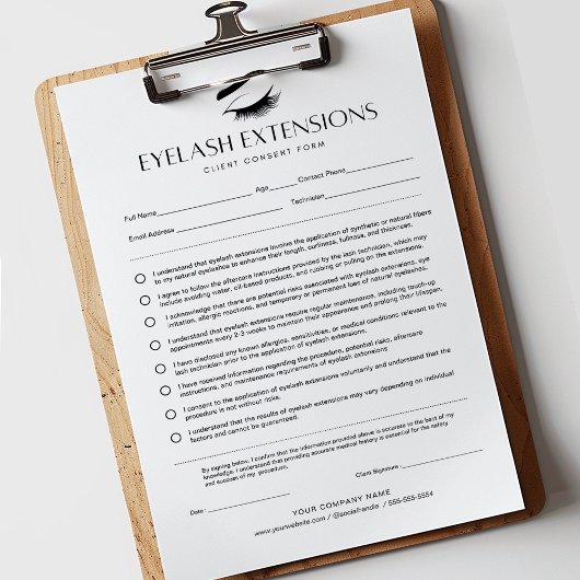 wimper extensie formulieren wimper toestemming for notitieblok