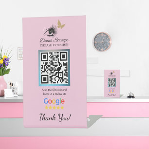Wimper extensie Google Review roze voetstuk teken Reclamebord Met Voetstuk