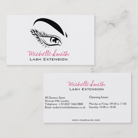 Wimper Extensie Make-up Artiest Zwart en Wit Oog Visitekaartje (Voorkant / Achterkant)