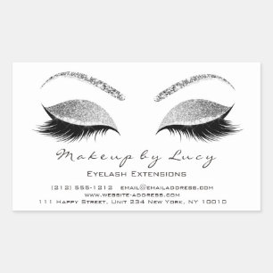 Wimper extensie make-up schoonheidssalon grijs gli rechthoekige sticker