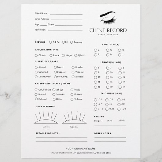 Wimper extensie toestemmingsformulieren // Clientr Flyer (Voorkant)