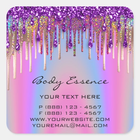 Wimper Extensie Winkel Holografisch Paars Roze  Vierkante Sticker (Voorkant)